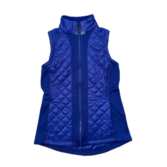 Athleta Rock Springs Quilted Vest Royal Blue Zip Ip Pockets Mock Neck Size S - Picture 3 of 7
